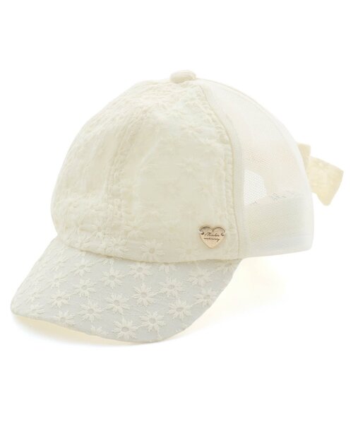 apres les cours（アプレレクール）の「リボン付きメッシュキャップ（キャップ・キッズ・チェック/インディゴブルー/アイボリー・50/54/58）」の2枚目の写真