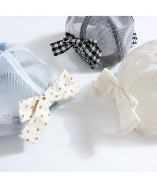 apres les cours（アプレレクール）の「リボン付きメッシュキャップ（キャップ・キッズ・チェック/インディゴブルー/アイボリー・50/54/58）」の5枚目の写真