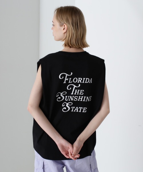 AVIREX（アヴィレックス）の「《直営店限定》SLEEVE LESS TOPS/スリーブレス トップス（Tシャツ/カットソー・レディース・オフホワイト/ブラック/オレンジ・FREE）」の3枚目の写真