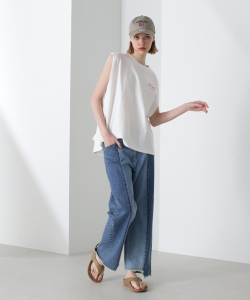 AVIREX（アヴィレックス）の「《直営店限定》SLEEVE LESS TOPS/スリーブレス トップス（Tシャツ/カットソー・レディース・オフホワイト/ブラック/オレンジ・FREE）」の7枚目の写真
