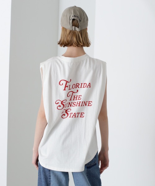 AVIREX（アヴィレックス）の「《直営店限定》SLEEVE LESS TOPS/スリーブレス トップス（Tシャツ/カットソー・レディース・オフホワイト/ブラック/オレンジ・FREE）」の8枚目の写真