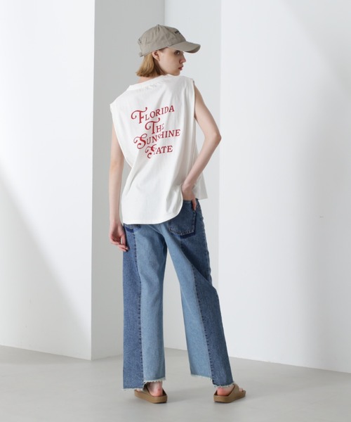 AVIREX（アヴィレックス）の「《直営店限定》SLEEVE LESS TOPS/スリーブレス トップス（Tシャツ/カットソー・レディース・オフホワイト/ブラック/オレンジ・FREE）」の9枚目の写真