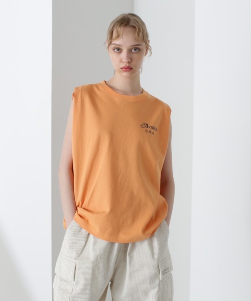 AVIREX（アヴィレックス）の「《直営店限定》SLEEVE LESS TOPS/スリーブレス トップス（Tシャツ/カットソー・レディース・オフホワイト/ブラック/オレンジ・FREE）」の14枚目の写真