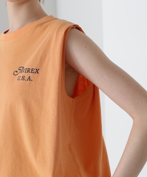 AVIREX（アヴィレックス）の「《直営店限定》SLEEVE LESS TOPS/スリーブレス トップス（Tシャツ/カットソー・レディース・オフホワイト/ブラック/オレンジ・FREE）」の21枚目の写真