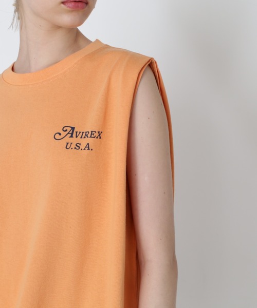 AVIREX（アヴィレックス）の「《直営店限定》SLEEVE LESS TOPS/スリーブレス トップス（Tシャツ/カットソー・レディース・オフホワイト/ブラック/オレンジ・FREE）」の22枚目の写真