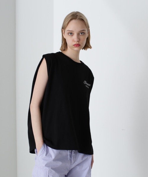 AVIREX（アヴィレックス）の「《直営店限定》SLEEVE LESS TOPS/スリーブレス トップス（Tシャツ/カットソー・レディース・オフホワイト/ブラック/オレンジ・FREE）」の11枚目の写真