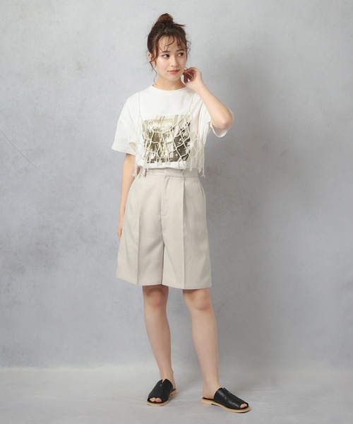 Lull（ルル）の「【Lull / ルル】セットアップ対応 / キレイめタックハーフパンツ（その他パンツ・レディース・ブラック/アイボリー・ONESIZE）」の17枚目の写真