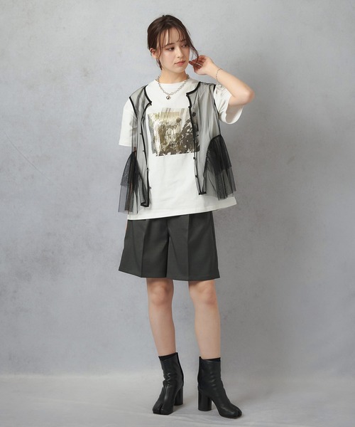 Lull（ルル）の「【Lull / ルル】セットアップ対応 / キレイめタックハーフパンツ（その他パンツ・レディース・ブラック/アイボリー・ONESIZE）」の20枚目の写真