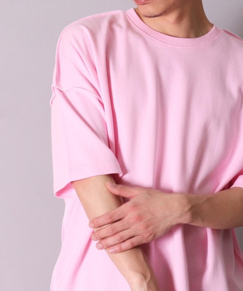 BAYBLO(ベイブロ)の「(BB)【ユニセックス】カラーステッチ オーバーサイズ Tシャツ(Tシャツ/カットソー・メンズ・ライトイエロー/ホワイト系/サックスブルー/エメラルドブルー/ライトピンク・FREE)」の5枚目の写真