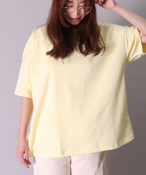 BAYBLO(ベイブロ)の「(BB)【ユニセックス】カラーステッチ オーバーサイズ Tシャツ(Tシャツ/カットソー・メンズ・ライトイエロー/ホワイト系/サックスブルー/エメラルドブルー/ライトピンク・FREE)」の20枚目の写真