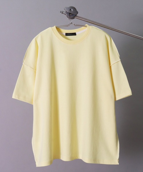 BAYBLO(ベイブロ)の「(BB)【ユニセックス】カラーステッチ オーバーサイズ Tシャツ(Tシャツ/カットソー・メンズ・ライトイエロー/ホワイト系/サックスブルー/エメラルドブルー/ライトピンク・FREE)」の13枚目の写真