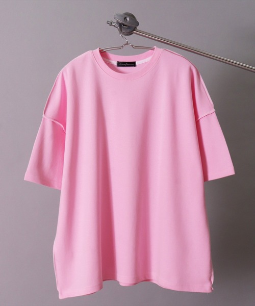 BAYBLO(ベイブロ)の「(BB)【ユニセックス】カラーステッチ オーバーサイズ Tシャツ(Tシャツ/カットソー・メンズ・ライトイエロー/ホワイト系/サックスブルー/エメラルドブルー/ライトピンク・FREE)」の12枚目の写真