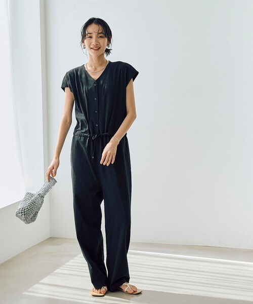 coen（コーエン）の「【WELLTECT】ウエストギャザーサロペット（サロペット/オーバーオール・レディース・オリーブ/ブラック・L/M）」の3枚目の写真