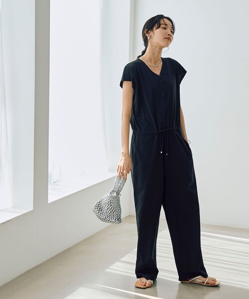 coen（コーエン）の「【WELLTECT】ウエストギャザーサロペット（サロペット/オーバーオール・レディース・オリーブ/ブラック・L/M）」の4枚目の写真