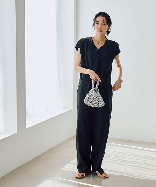 coen（コーエン）の「【WELLTECT】ウエストギャザーサロペット（サロペット/オーバーオール・レディース・オリーブ/ブラック・L/M）」の5枚目の写真