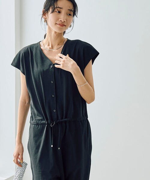 coen（コーエン）の「【WELLTECT】ウエストギャザーサロペット（サロペット/オーバーオール・レディース・オリーブ/ブラック・L/M）」の7枚目の写真