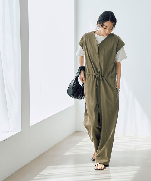 coen（コーエン）の「【WELLTECT】ウエストギャザーサロペット（サロペット/オーバーオール・レディース・オリーブ/ブラック・L/M）」の11枚目の写真