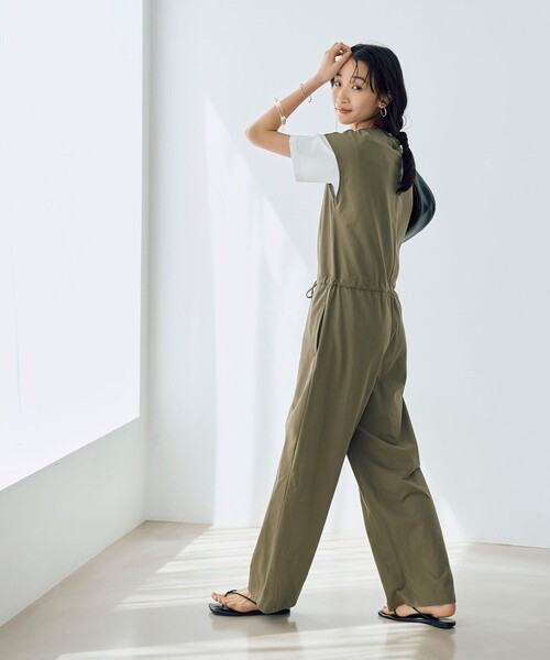 coen（コーエン）の「【WELLTECT】ウエストギャザーサロペット（サロペット/オーバーオール・レディース・オリーブ/ブラック・L/M）」の13枚目の写真