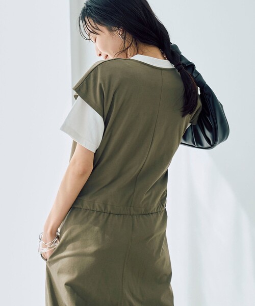 coen（コーエン）の「【WELLTECT】ウエストギャザーサロペット（サロペット/オーバーオール・レディース・オリーブ/ブラック・L/M）」の16枚目の写真