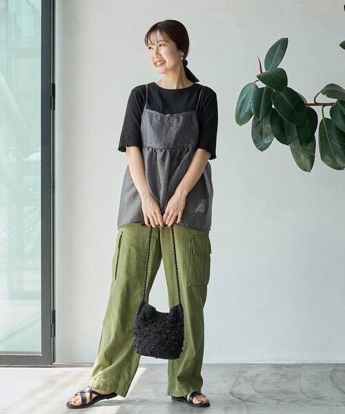 coen(コーエン)の「メローリブクルーネックTシャツ(Tシャツ/カットソー・レディース・その他1/ベージュ/ブラック/オフホワイト・L/M)」の19枚目の写真