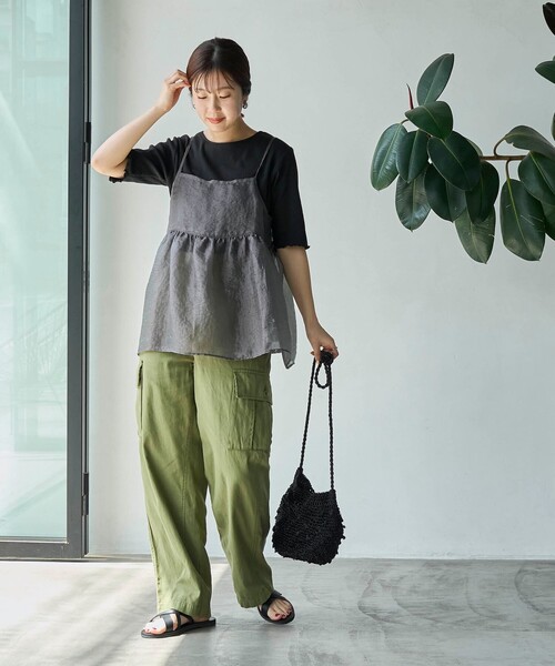 coen(コーエン)の「メローリブクルーネックTシャツ(Tシャツ/カットソー・レディース・その他1/ベージュ/ブラック/オフホワイト・L/M)」の22枚目の写真