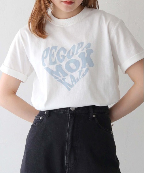 HER CLOSET(ハークローゼット)の「 【HER CLOSET】WEB限定ハートプリントロゴロールアップTシャツ WEB LIMITED HEART PRINT LOGO ROLL-UP T-SHIRT(Tシャツ/カットソー・レディース・ブラック/ホワイト系2/ホワイト系1/オフホワイト・S/M)」の4枚目の写真