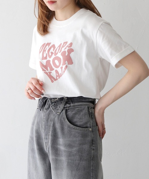 HER CLOSET(ハークローゼット)の「 【HER CLOSET】WEB限定ハートプリントロゴロールアップTシャツ WEB LIMITED HEART PRINT LOGO ROLL-UP T-SHIRT(Tシャツ/カットソー・レディース・ブラック/ホワイト系2/ホワイト系1/オフホワイト・S/M)」の6枚目の写真