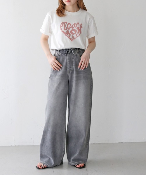 HER CLOSET(ハークローゼット)の「 【HER CLOSET】WEB限定ハートプリントロゴロールアップTシャツ WEB LIMITED HEART PRINT LOGO ROLL-UP T-SHIRT(Tシャツ/カットソー・レディース・ブラック/ホワイト系2/ホワイト系1/オフホワイト・S/M)」の7枚目の写真
