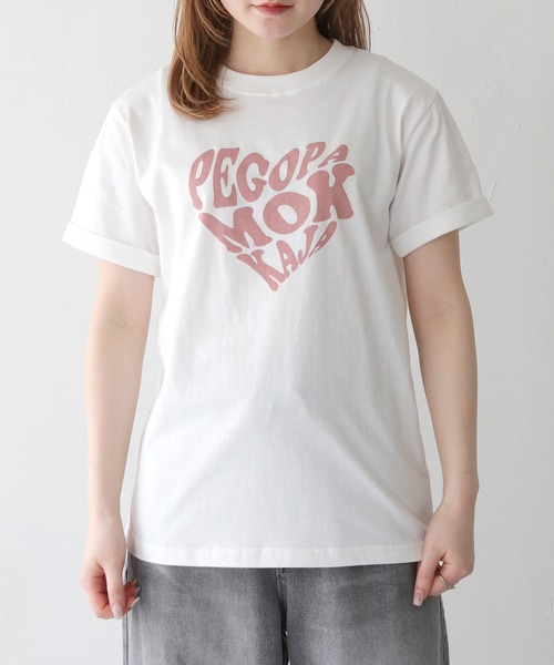 HER CLOSET(ハークローゼット)の「 【HER CLOSET】WEB限定ハートプリントロゴロールアップTシャツ WEB LIMITED HEART PRINT LOGO ROLL-UP T-SHIRT(Tシャツ/カットソー・レディース・ブラック/ホワイト系2/ホワイト系1/オフホワイト・S/M)」の9枚目の写真