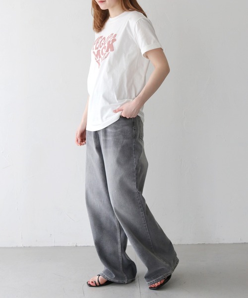 HER CLOSET(ハークローゼット)の「 【HER CLOSET】WEB限定ハートプリントロゴロールアップTシャツ WEB LIMITED HEART PRINT LOGO ROLL-UP T-SHIRT(Tシャツ/カットソー・レディース・ブラック/ホワイト系2/ホワイト系1/オフホワイト・S/M)」の12枚目の写真