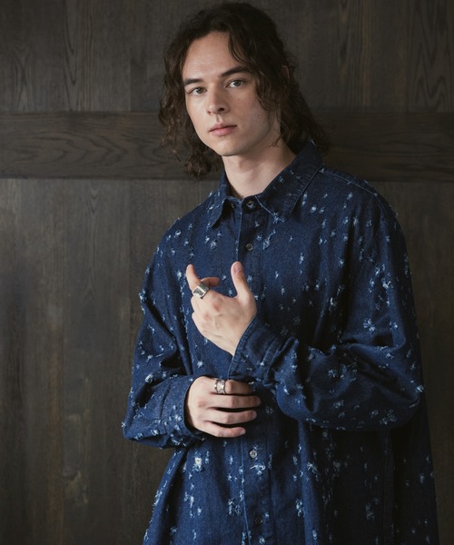 CASPER JOHN（キャスパージョン）の「Damage denim shirts/ダメージ