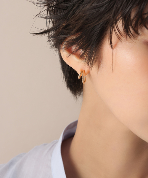 Lilas K10 ナカオレピアス ゴールド ロングバー 両耳 アメリカンピアス Lilas K10 ナカオレピアス ゴールド ロングバー 両耳 アメリカン