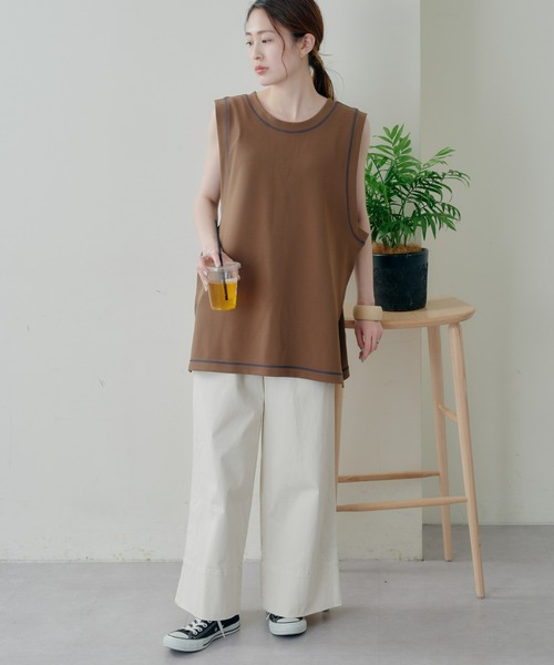 CIAOPANIC TYPY（チャオパニックティピー）の「配色ステッチバックリボンラッシュガード（ラッシュガード・レディース・ブラウン/ブラック/サックスブルー・MEDIUM/LARGE）」の20枚目の写真