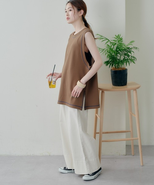 CIAOPANIC TYPY（チャオパニックティピー）の「配色ステッチバックリボンラッシュガード（ラッシュガード・レディース・ブラウン/ブラック/サックスブルー・MEDIUM/LARGE）」の21枚目の写真