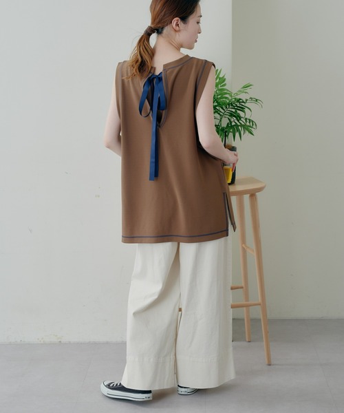 【新品】チャオパニック　配色ステッチバックリボンラッシュガード　上下Lサイズ 配色ステッチバックリボンラッシュガード（ラッシュガード