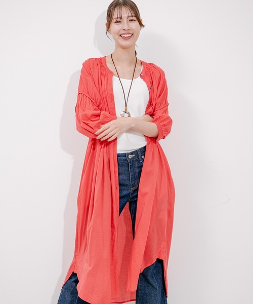 Jayro(ジャイロ)の「インド綿ボイル襟シャーリングワンピース(ワンピース・レディース・ブルー/ピンク/ブラック・M)」の3枚目の写真