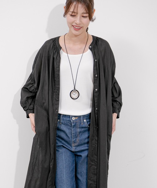 Jayro(ジャイロ)の「インド綿ボイル襟シャーリングワンピース(ワンピース・レディース・ブルー/ピンク/ブラック・M)」の1枚目の写真