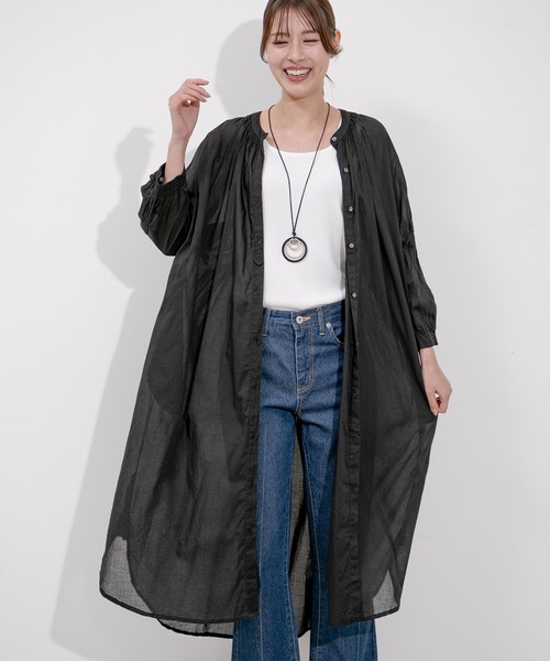 Jayro(ジャイロ)の「インド綿ボイル襟シャーリングワンピース(ワンピース・レディース・ブルー/ピンク/ブラック・M)」の8枚目の写真
