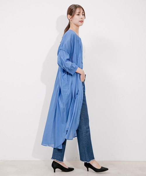 Jayro(ジャイロ)の「インド綿ボイル襟シャーリングワンピース(ワンピース・レディース・ブルー/ピンク/ブラック・M)」の15枚目の写真