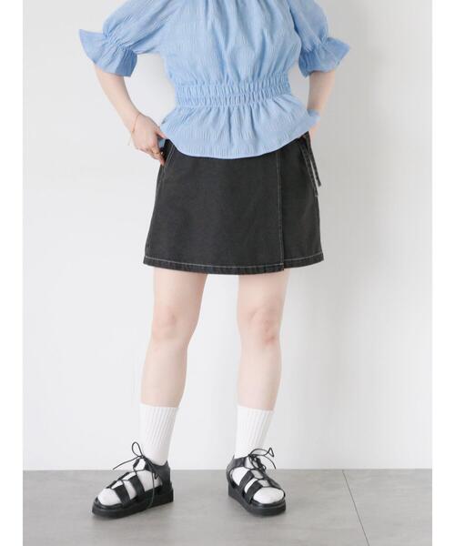 ehka sopo（エヘカソポ）の「ラップショートパンツ（その他パンツ・レディース・キナリ/ブラック/サックスブルー・F）」の5枚目の写真