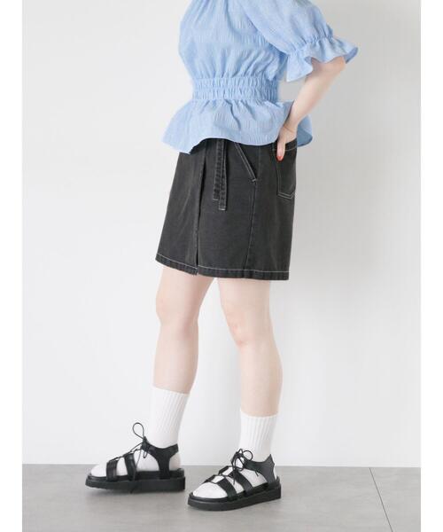 ehka sopo（エヘカソポ）の「ラップショートパンツ（その他パンツ・レディース・キナリ/ブラック/サックスブルー・F）」の6枚目の写真