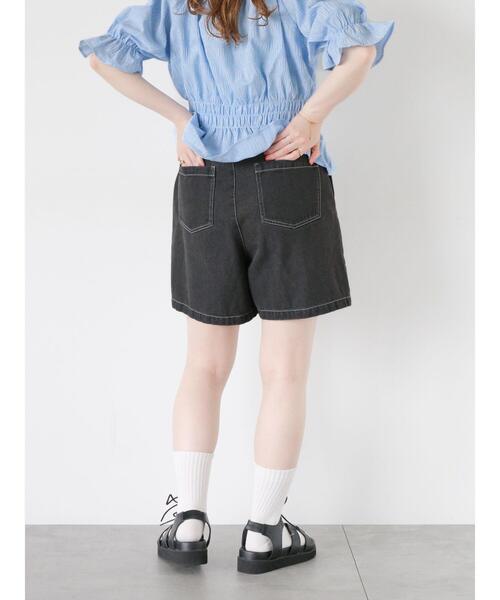 ehka sopo（エヘカソポ）の「ラップショートパンツ（その他パンツ・レディース・キナリ/ブラック/サックスブルー・F）」の7枚目の写真