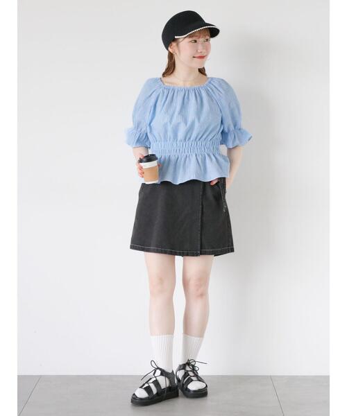 ehka sopo（エヘカソポ）の「ラップショートパンツ（その他パンツ・レディース・キナリ/ブラック/サックスブルー・F）」の9枚目の写真