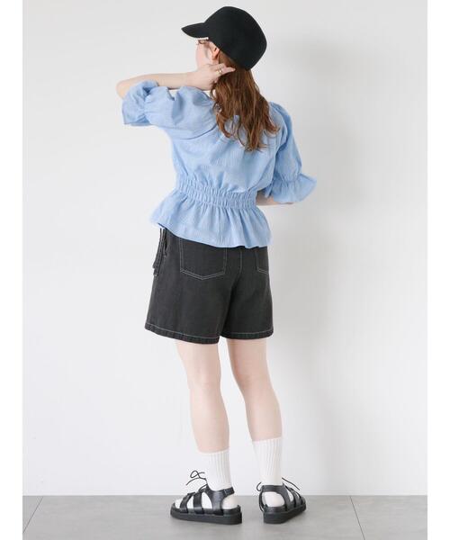 ehka sopo（エヘカソポ）の「ラップショートパンツ（その他パンツ・レディース・キナリ/ブラック/サックスブルー・F）」の10枚目の写真