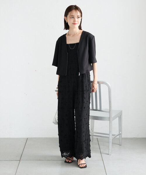 mystic（ミスティック）の「半袖ショートジャケット（ノーカラージャケット・レディース・アイボリー/ブラック・FREE）」の14枚目の写真