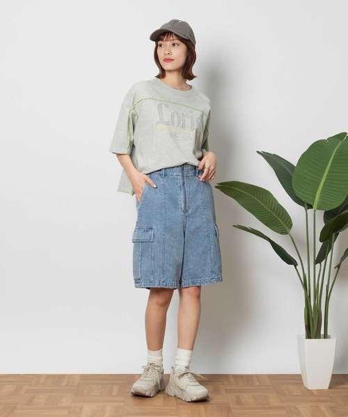 BACK NUMBER（バックナンバー）の「【BACK NUMBER】デニムカーゴショートパンツ（デニムパンツ・レディース・ライトインディゴブルー/ブラック・M/L）」の18枚目の写真