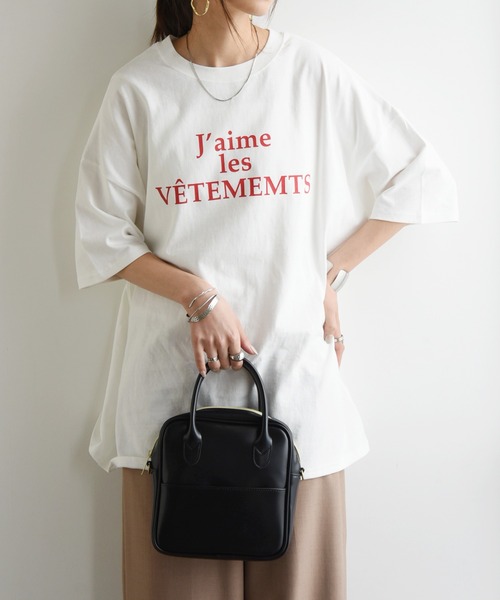 and it_(アンドイット)の「メッセージロゴオーバーTシャツ(Tシャツ/カットソー・レディース・ホワイト×ブラック/ホワイト×グリーン/ホワイト×レッド/ブラック・M)」の8枚目の写真