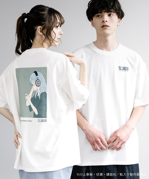 Rocky Monroe（ロッキーモンロー）の「アニメコラボ 限定 オリジナルイラスト  転生したらスライムだった件 「リムル」オーバーサイズバックプリント半袖Tシャツ/カットソー（Tシャツ/カットソー・メンズ・ベージュ/ネイビー/ホワイト/ブルー/ブラック・M/L/XL）」の2枚目の写真