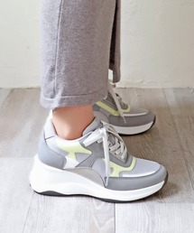 【本革】厚底ヒールアップスニーカー/21508