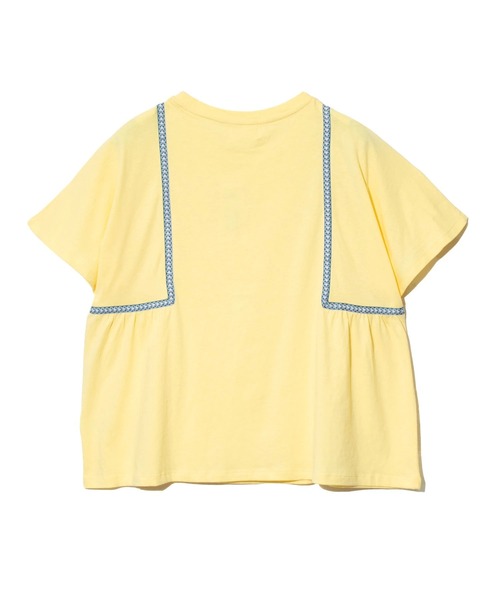 CUBE SUGAR（キューブシュガー）の「CUBE SUGAR/キューブシュガー　強撚天竺テープ切替ドルマンTEE（Tシャツ/カットソー・レディース・オレンジ/イエロー/ホワイト・FREE）」の5枚目の写真